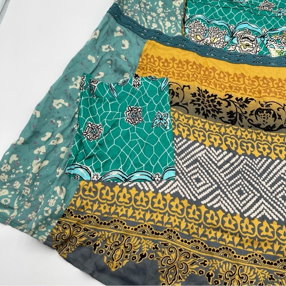 Tiny for Anthropologie Scarf Printed Tunic Dress Crochet Front Pockets Small - Picture 10 of 15